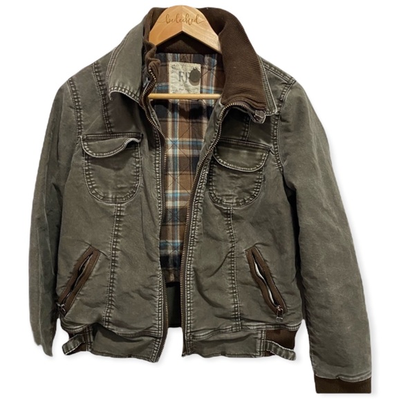 Free People Military Moto Bomber Jacket M